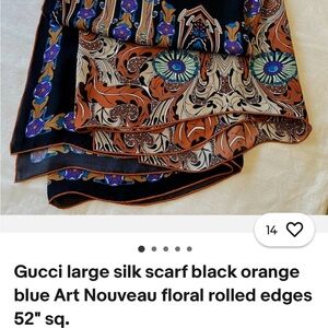 Gucci Black and Orange Silk Scarf